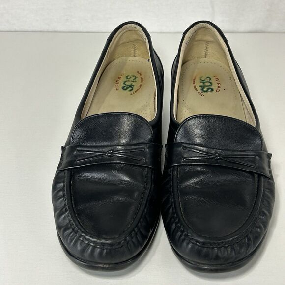 SAS Black Women's Shoes Easier Leather Loafer Wedge Slip-On 9 W Comfort USA - Picture 2 of 7